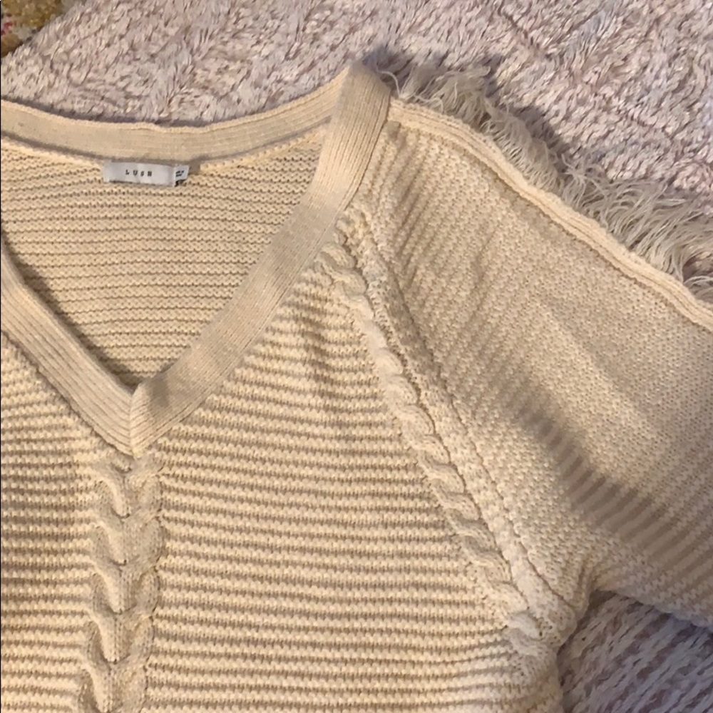 Lush Cream fringe sweater